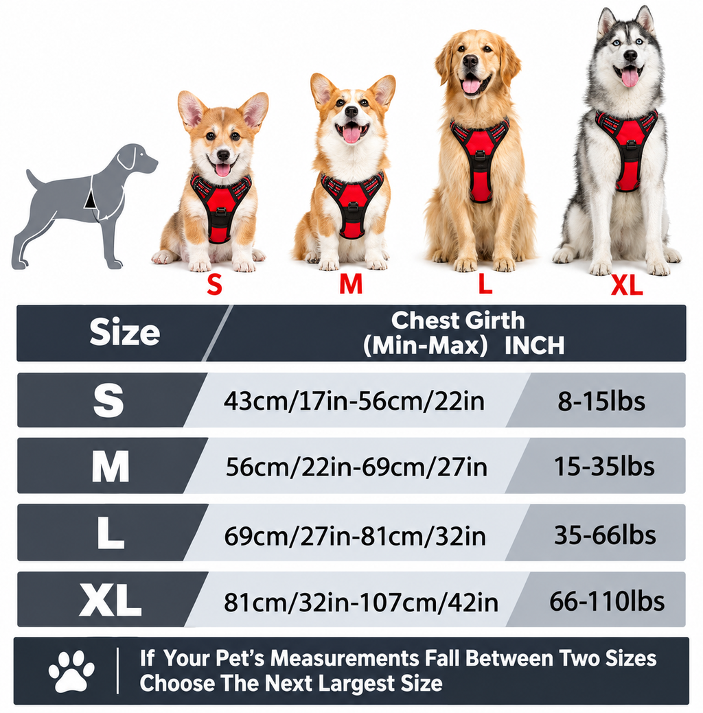 Adjustable No-Pull Dog Harness – Reflective Padded Vest for Small, Medium & Large Dogs