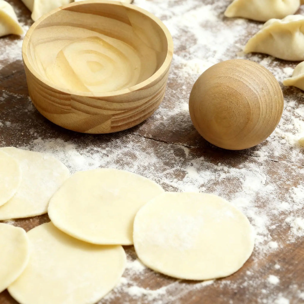 Wooden Dumpling Maker Press Tool Mold with Ball Manual Dough Skin Presser Hand Pie Rolling Tool Quick Dumpling Wrapper Maker