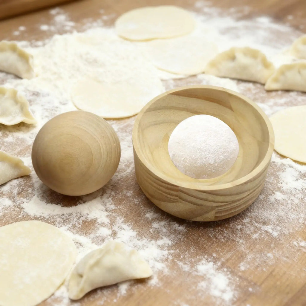 Wooden Dumpling Maker Press Tool Mold with Ball Manual Dough Skin Presser Hand Pie Rolling Tool Quick Dumpling Wrapper Maker