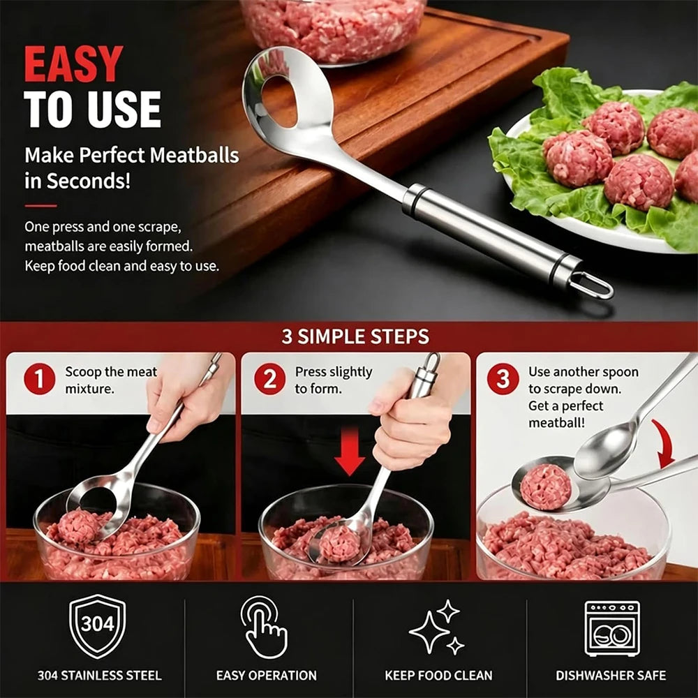2026 Upgrade Stainless Steel Meatball Maker, Meatball Maker Spoon – Make Perfect Meatballs Without Messy Hands