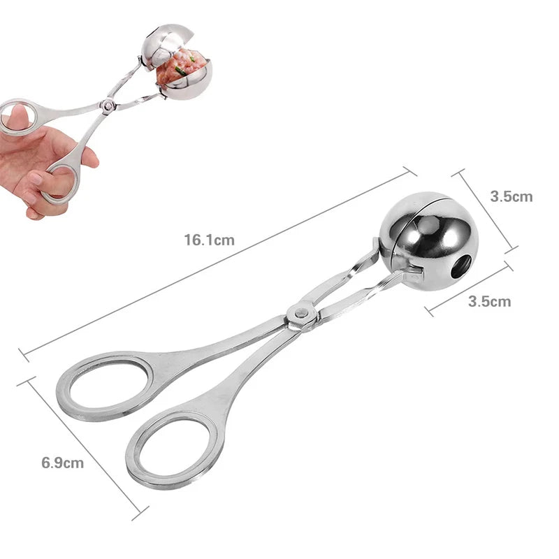 Stainless Steel Meatball Maker with Non-Stick Meat Baller Spoon for Easy Homemade Meatball Kitchen Practical Tools