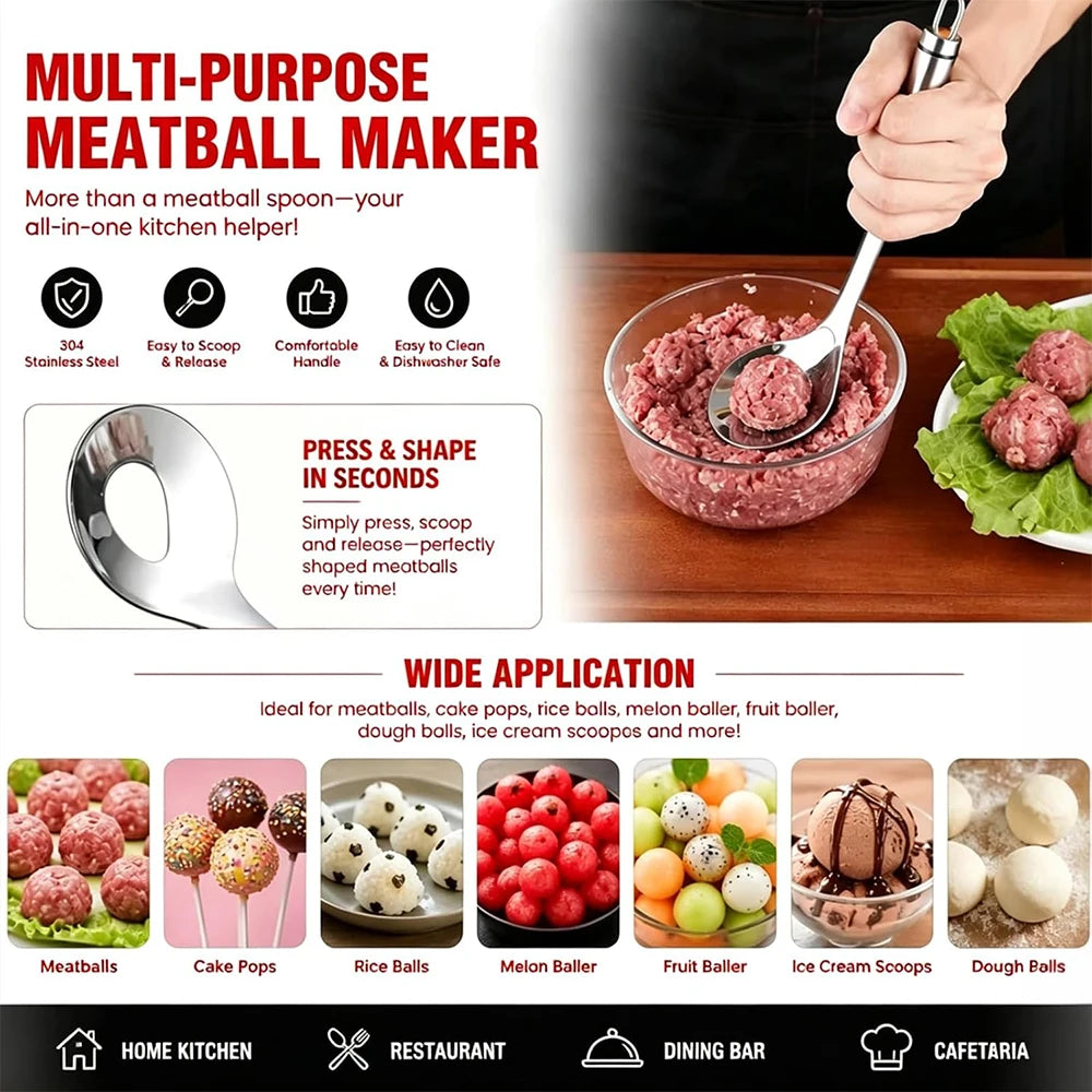 2026 Upgrade Stainless Steel Meatball Maker, Meatball Maker Spoon – Make Perfect Meatballs Without Messy Hands