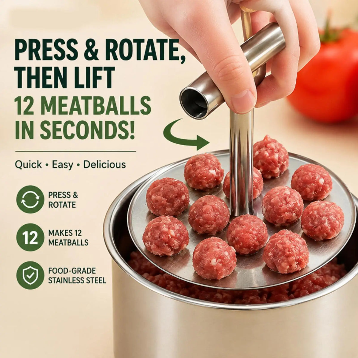 Meatball Making Set 12 Hole Press Meatball Maker Stainless Steel Meatball Maker Multifunctional Meat Maker Mold Kitchen Tools