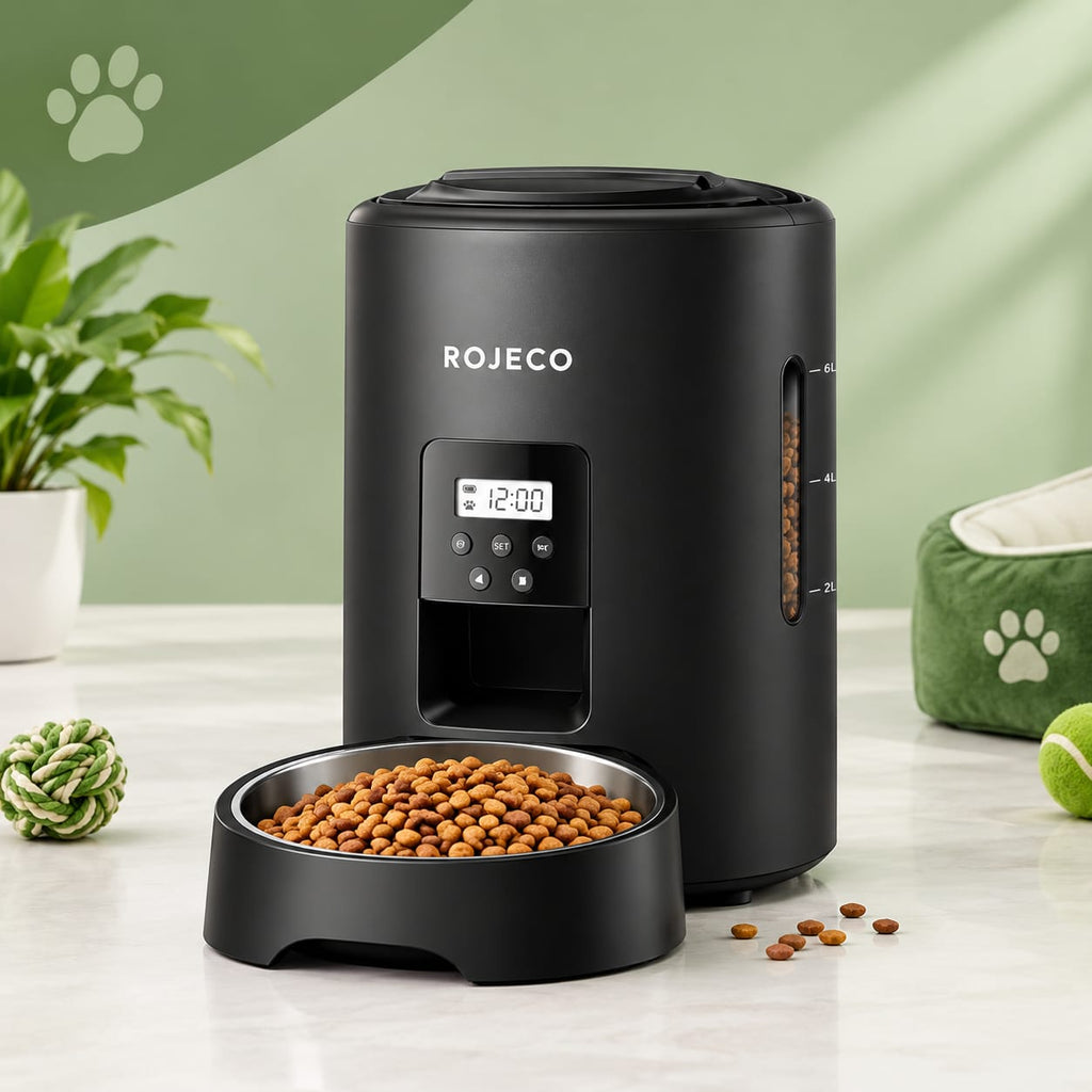ROJECO 4L Automatic Pet Feeder – Programmable Cat & Dog Food Dispenser