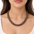 Vintage Snake Pattern Beaded Collar Necklace – Bold Statement Jewelry